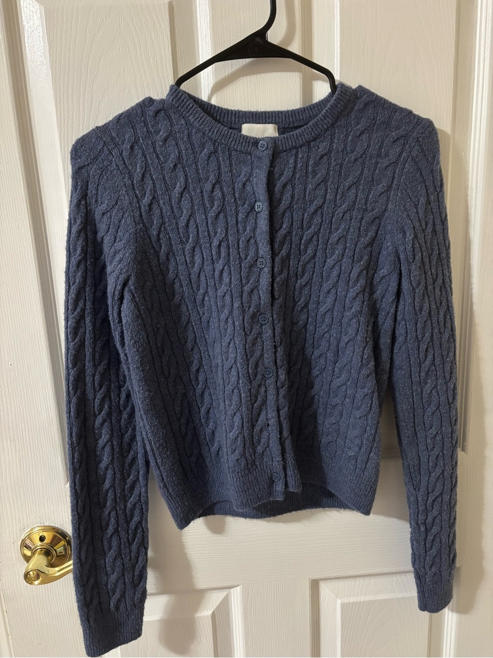 H&M Navy Blue Cable-Knit Button Cardigan